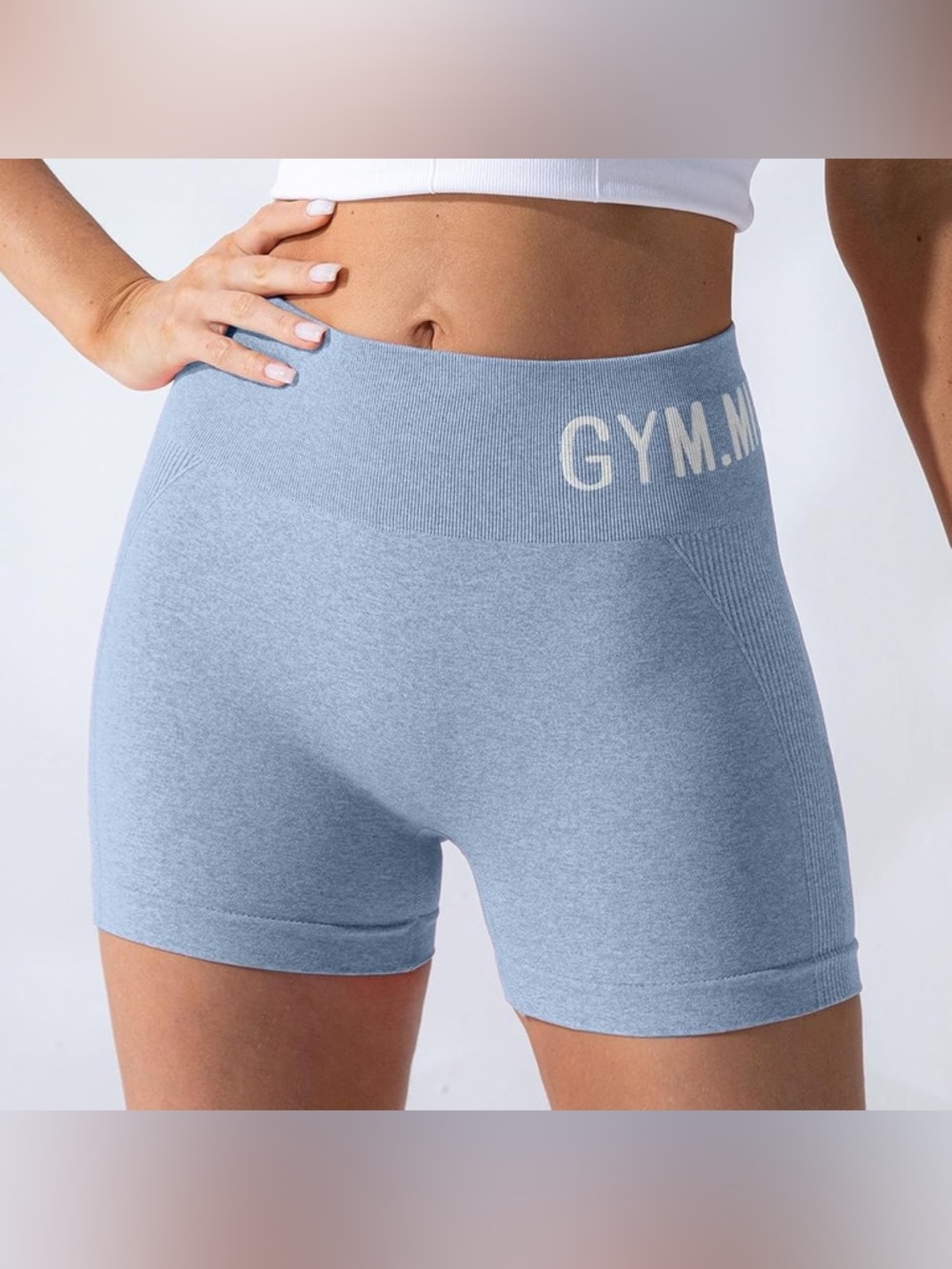 Sky Blue High-Waist Seamless Bike Shorts